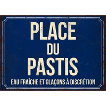Plaque Métal Bleu Place Pastis - Antic Line