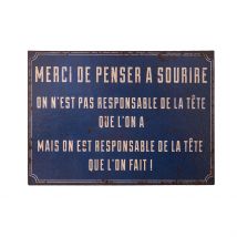 Plaque en Fer "Penser à Sourire" 21x15cm - Antic Line