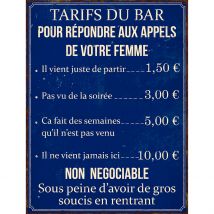 Plaque Tarifs du Bar Bleu - Antic Line