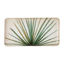 Plateau Rectangulaire en Fer Vert et Doré 30.5x15.5cm en Fer - Palmier - Côté Table