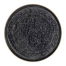 Plateau Rond en Fer Anthracite D36cm - Arabise - Côté Table