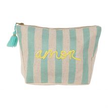 Pochette Brodée Amor en Coton Turquoise - Medi - SEMA Design