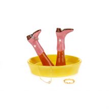 Porte-bagues Bottes Country en Céramique Rose et Jaune - Balvi