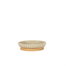 Porte Savon Bois et Beige D12xh3cm - Andrea House