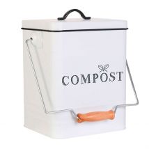 Poubelle à Compost en Métal Blanc 5L - Home Déco Factory