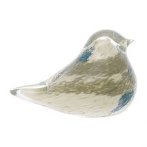 Presse-papier Moineau Serin Ivoire et Bleu en Verre - Côté Table