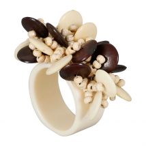 Rond de Serviette en Résine Écru - Floral - Côté Table