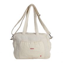 Sac Amour en Coton Écru et Rouge - Famille - Jardin D'Ulysse