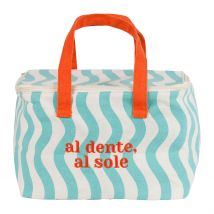 Sac Isotherme en Coton Rayé Turquoise et Rouge - Solencia - SEMA Design
