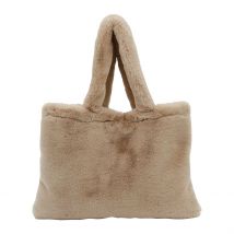 Sac Tote Bag Peluché Taupe - Adalie - Idée Cadeau - SEMA Design