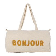 Sac Weekend " Bonjour " en Bouclette Écru - Funky - SEMA Design