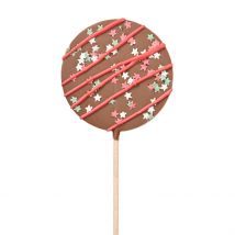 Sucette Chocolat Lait - Rayures de Noël 50g - Le Comptoir de Mathilde