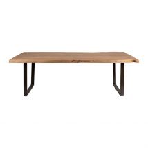 Table à Manger en Acacia Massif et Pieds en Fer Noir 240x110cm - Factory - Côté Table