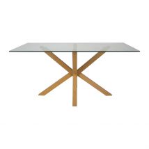 Table à Manger en Verre Trempé et Métal Naturel 160x90cm - Adela - Singulier