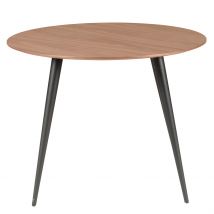 Table à Manger Ronde en Noyer et Pieds Hêtre Noir D100cm - Caly - Zago