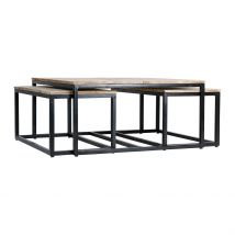 Table Basse Gigogne (lot de 3) en Manguier et Fer Noir -Noe - PG Trading