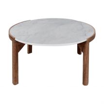 Table Basse Rond en Manguier et Marbre Naturel et Blanc D80cm - Agate - Côté Table