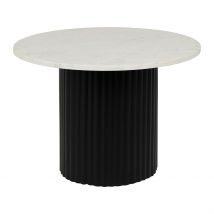 Table Basse Ronde en Marbre et Fer Blanc et Noir D60cm - Eskela - SEMA Design