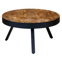 Table Basse Ronde en Teck Recyclé et Métal D76cm - Wally - Zago