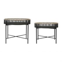 Table Basse Ronde (x2) en Bambou et Fer Noir - SEMA Design