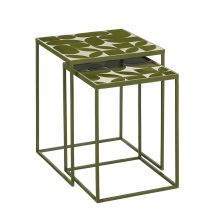 Table D'appoint Gigogne de Jardin (lot de 2) en Fer Vert - Bologna - Mica Decorations