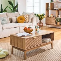 Table Basse en Bois 1 Tiroir 1 Niche 100x50cm - Tiphaine - Singulier