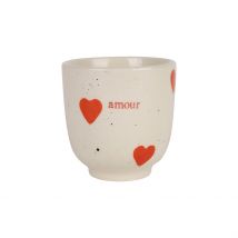 Tasse à Café Amour en Grès Blanc et Rouge 15cl - Jardin D'Ulysse