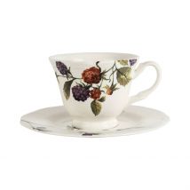 Tasse à Thé et Sous Tasse en Faïence Blanche 22cl - Meredith - Comptoir de Famille