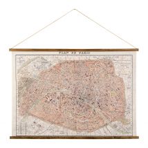 Toile Plan de Paris en Tissu et Sapin 125x86cm - Comptoir de Famille
