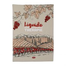 Torchon en Coton Beige et Rouge 50x70cm - Liquide Thérapie - Natives