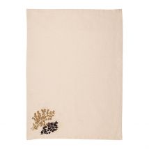Torchon en Coton Ecru avec Broderie 50x70cm - Adelie - Comptoir de Famille