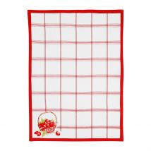 Torchon en Coton Rouge 50x70cm - Fraises - Comptoir de Famille