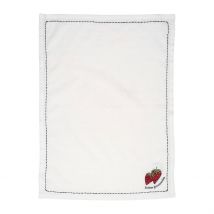 Torchon en Coton Blanc avec Fraises 70x50cm - à La Ferme - Comptoir de Famille