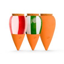 Trio Mini Olla : 1 Rayé Vert et Blanc + 1 Rayé Rose et Rouge + 1 Terracotta - Pepin