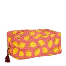 Trousse de Toilette Citron en Coton Rose - Mica Decorations