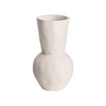 Vase à Lignes Blanc D10.1xh18.1cm en Grès - Gusta