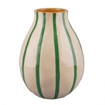 Vase en Dolomite Rayé Vert Écru et Jaune H20cm en Dolomite - Kersten