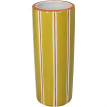 Vase en Grès à Rayures Jaune 9x9x23cm - Kersten
