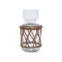 Vase en Verre et Rotin Naturel Foncé H26cm - Fantine - Comptoir de Famille