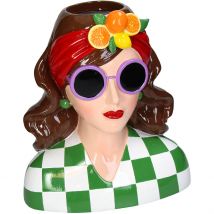 Vase Femme Châtin Multicolore H29cm en Polyrésine - Kersten