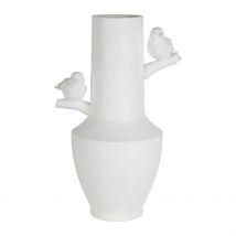 Vase Moineau en Résine Blanc H35.5cm en Résine - Côté Table