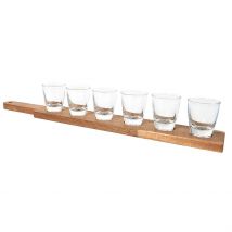 Verre Shooter Par 6 avec Support Acacia 42x6cm - Cook Concept
