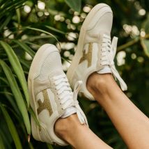 Baskets Blanches & Dorées - Faguo - Cuir Recyclée - Modèle Hazel