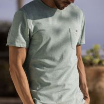 T-shirt Col Rond Vert Clair - Faguo - Coton Recyclée - Produit Vegan - Modèle Olonne