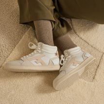 Baskets Blanches & Beiges - Faguo - En Cuir Suede - Modèle Hazel Mid