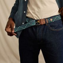 Ceinture Vert Foncé & Écrue Tricolore - Faguo - Tisse Synthétique Recyclée - Modèle Belt