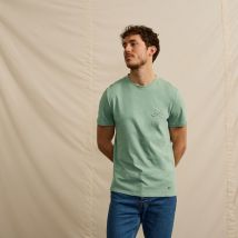 T-shirt Col Rond Vert Clair Vélo Multicolore - Faguo - Coton Recyclée - Modèle Arcy