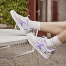 Baskets Basses Blanches & Violet Clair - Faguo - Cuir Suede Recyclée - Modèle Hazel