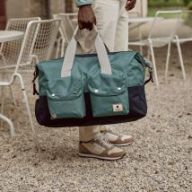 Sac De Voyage Lichen & Bleu Marine - Faguo - Tisse Synthétique Recyclée - Modèle Sac Weekend