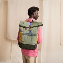 Sac A Dos Kaki Clair - Faguo - Tisse Synthétique Recyclée - Modèle Cycling Medium